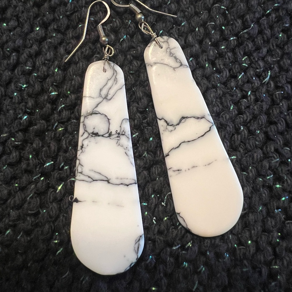Turnback Pony Black and White Buffalo Earrings